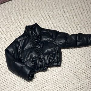 Zara faux leather cropped puffer